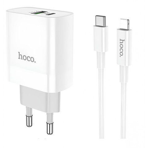 Home Charger | 20W | PD | QC3.0 | C to Lightning Cable (1m) &mdash; Hoco C80A &mdash; White К2-000069746 фото