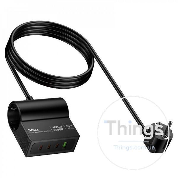 Мережевий фільтр 2500W 1U | 1P | 3C 70W | 1.5m &mdash; Hoco AC34 K2-000082691 фото