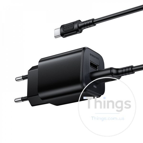 Home Charger 2.1A 2U USB C Cable (1m) Borofone BAS81A &mdash; Black K2-000083445 фото