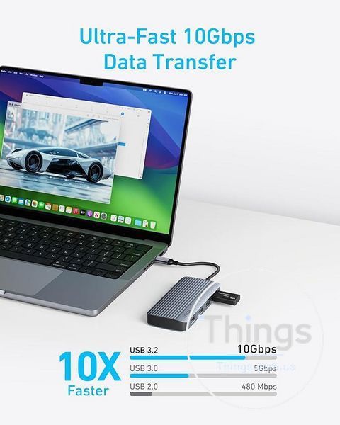 Адаптер хаб док-станція Anker (A8374) 7-в-1 USB-C з двома дисплеями 4K HDMI PD 100Вт швидкість передачі 10 Гбіт/с K1-000606 фото