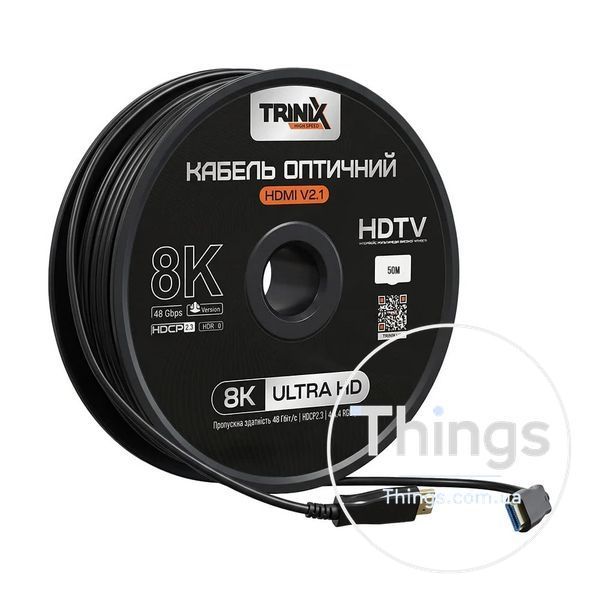 Кабель HDMI V2.1 оптичний 50м Trinix (AOC-HDMI8k-50m) K3-74-00159 фото