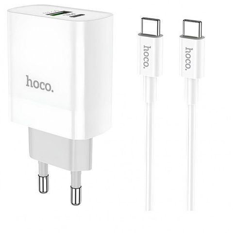 Home Charger 20W PD QC3.0 C to C Cable (1m) Hoco C80A &mdash; White К2-000069747 фото