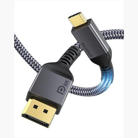 Кабель Maxonar USB-C &rarr; DisplayPort 1.4, 1.8 м (6 ft), 8K@60Hz, 4K@120/144Hz, 32.4Gbps, Thunderbolt 3 сумісний K1-000823 фото