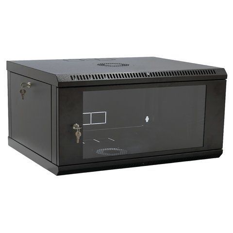 Шкаф 4U, 600х400х284 мм (ШxГxВ), L-type, акриловое стекло, черный CM-10498 фото