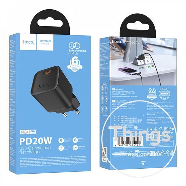 Home Charger | 20W | PD3.0 &mdash; Hoco N64 &mdash; Black К2-000081793 фото