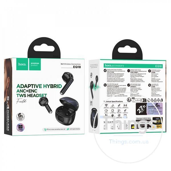 Bluetooth гарнітура TWS Hoco EQ18 &mdash; Black К2-000080733 фото
