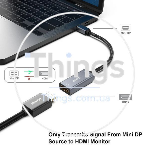 Адаптер Кабель переходник BENFEI mini DisplayPort на HDMI 4К 60Hz UHD (совместим с Thunderbolt) для MacBook Air/Pro, Surface Pro K1-000615 фото