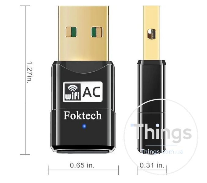 Адаптер, мережева карта Foktech Wifi Dongle, AC600 802.11ac 2.4 5GHz Mini Wireless Network USB Wifi Adapter K1-000230 фото