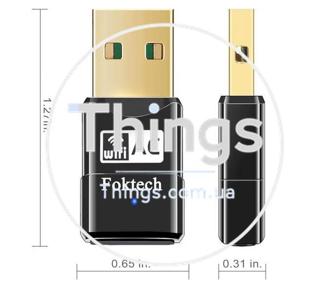 Адаптер, Сетевая карта Foktech Wifi Dongle, AC600 802.11ac 2.4 5GHz Mini Wireless Network USB Wifi Adapter K1-000230 фото