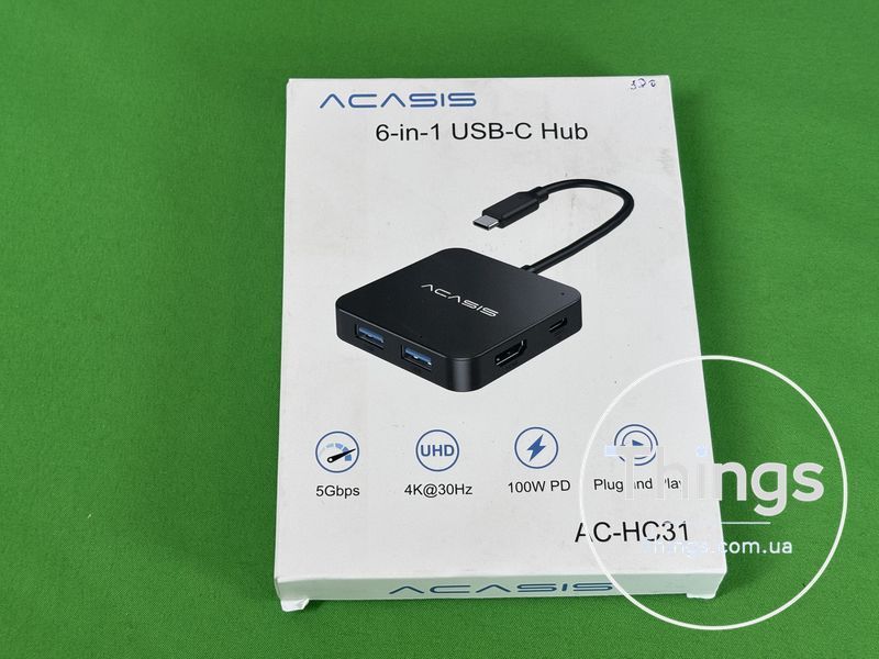 Хаб, док-станція 6 в 1 Acasis USB-C Hub AC-HC31 Hub Хаб для передавання даних до 10 Гбіт/с USB C HDMI 4K@30Hz K1-000378 фото