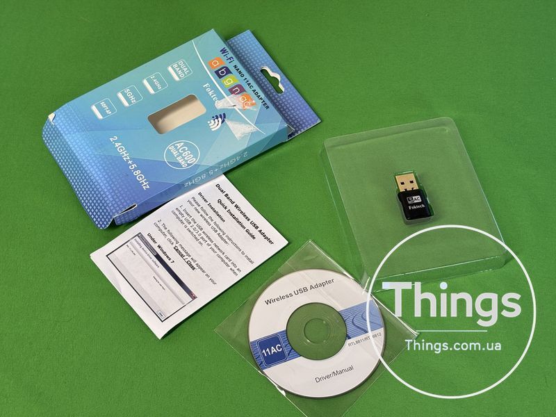 Адаптер, мережева карта Foktech Wifi Dongle, AC600 802.11ac 2.4 5GHz Mini Wireless Network USB Wifi Adapter K1-000230 фото