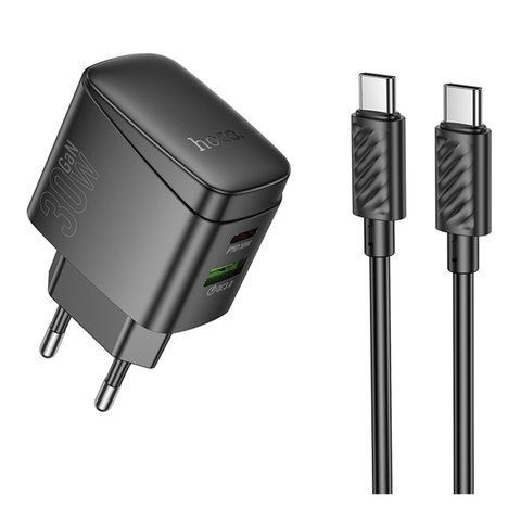 Мережевий Зарядний Пристрій Hoco CS61A 1USB/1USB-C PD/QC 30W GAN+Type-C to Type-C Од1-00045177 фото