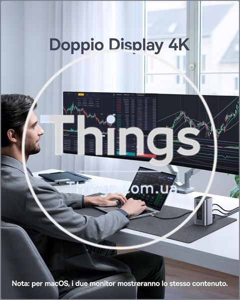 Док-станция Baseus Nomos NU1 Air 12-в-1, 2&times;4K HDMI, USB-A/C 10Gbps, 100W PD, Gigabit Ethernet K1-000820 фото