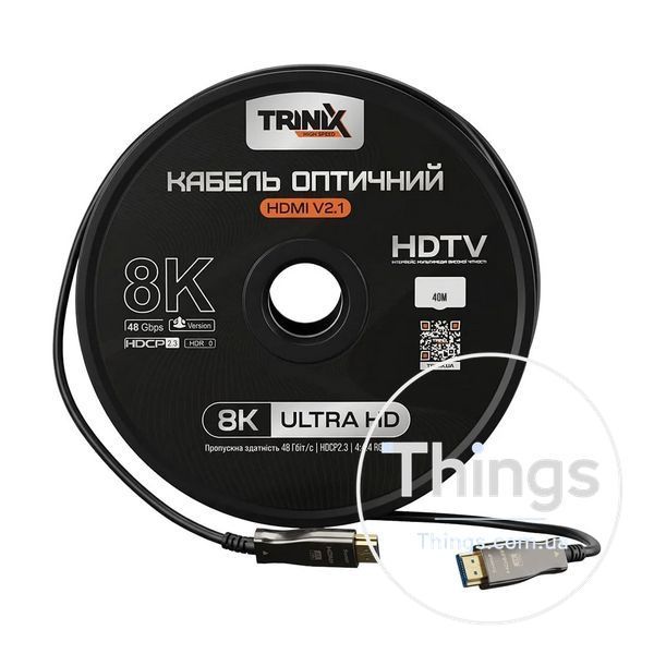 Кабель HDMI V2.1 оптичний 40м Trinix (AOC-HDMI8k-40m) K3-74-00158 фото