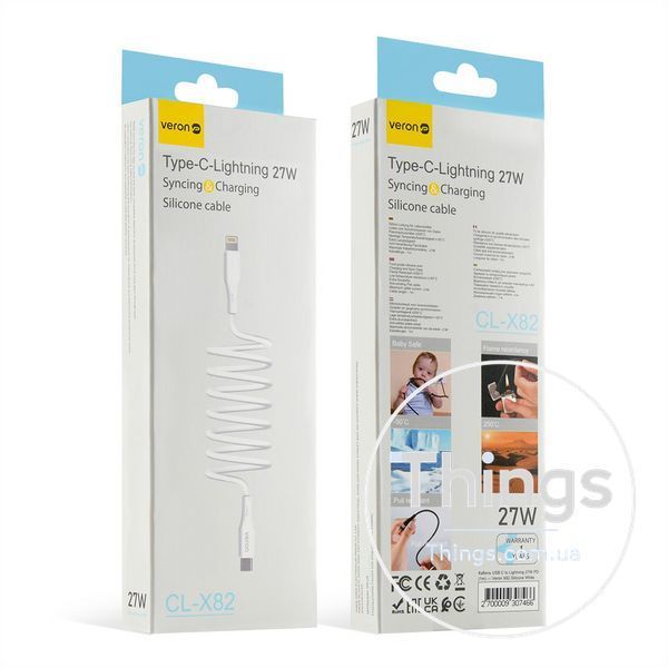 Silicone Cable USB C to Lightning 27W PD (1m) &mdash; Veron CL-X82 &mdash; Black К2-000080239 фото