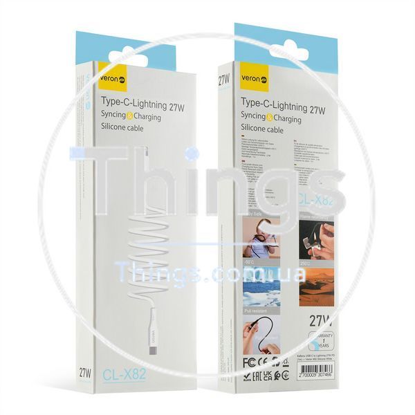 Silicone Cable USB C to Lightning 27W PD (1m) &mdash; Veron CL-X82 &mdash; Black К2-000080239 фото