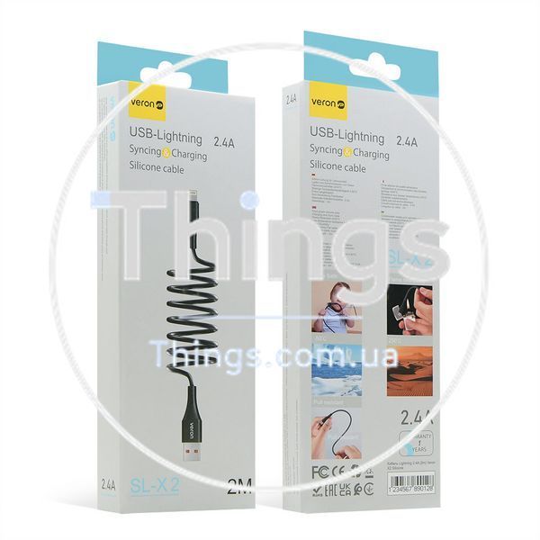 Кабель Lightning 2.4A (2m) Veron X2 Silicone К2-000081070 фото