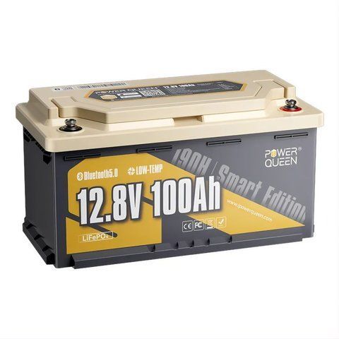 Акумуляторна батарея літій-залізо-фосфатна з Bluetooth 12.8В 100А*год LiFePO4 Power Queen H190 P12V100-100-RV190-BT-4-AC150 K3-44-00522 фото
