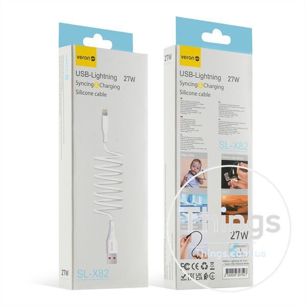 Silicone Cable Lightning 27W (1m) &mdash; Veron SL-X82 &mdash; Black К2-000080241 фото
