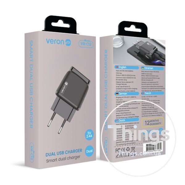 Home Charger 2.4A 2U Veron VR-C12 &mdash; Black К2-000072289 фото