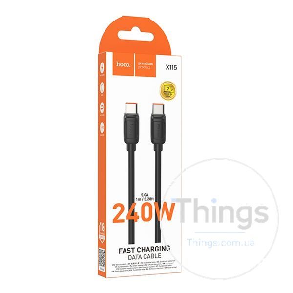Кабель USB Hoco X115 Type-C to Type-C 240W Од1-00047136 фото