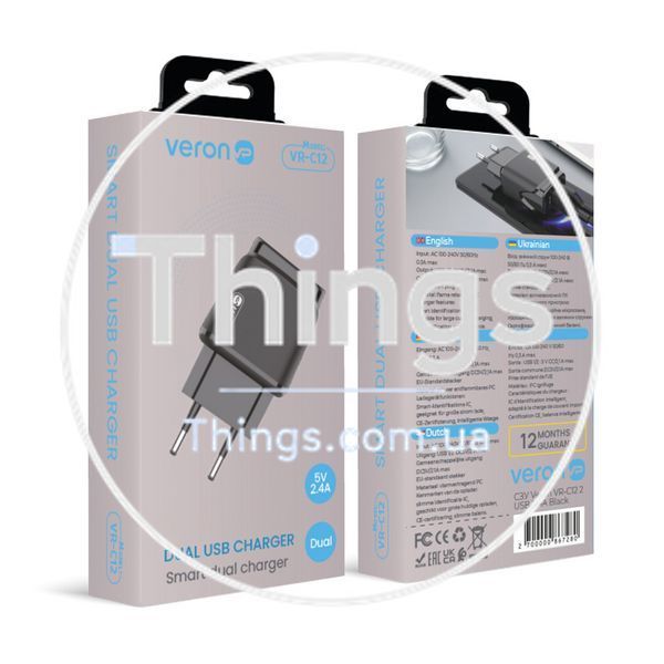 Home Charger 2.4A 2U Veron VR-C12 &mdash; Black К2-000072289 фото
