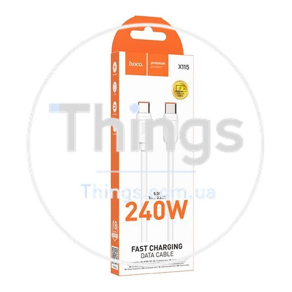 Кабель USB Hoco X115 Type-C to Type-C 240W Од1-00047136 фото
