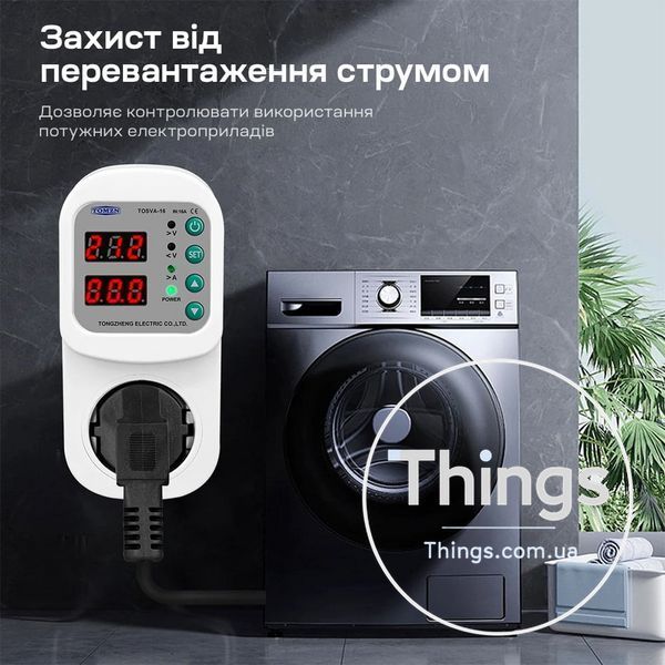Реле контролю напруги та струму в розетку TOMZN TOSVA-16 EU 16A K3-51-00126 фото