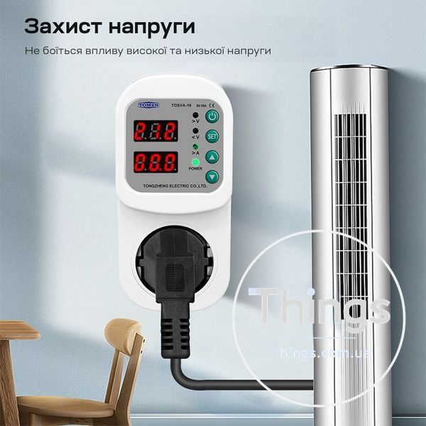 Реле контролю напруги та струму в розетку TOMZN TOSVA-16 EU 16A K3-51-00126 фото