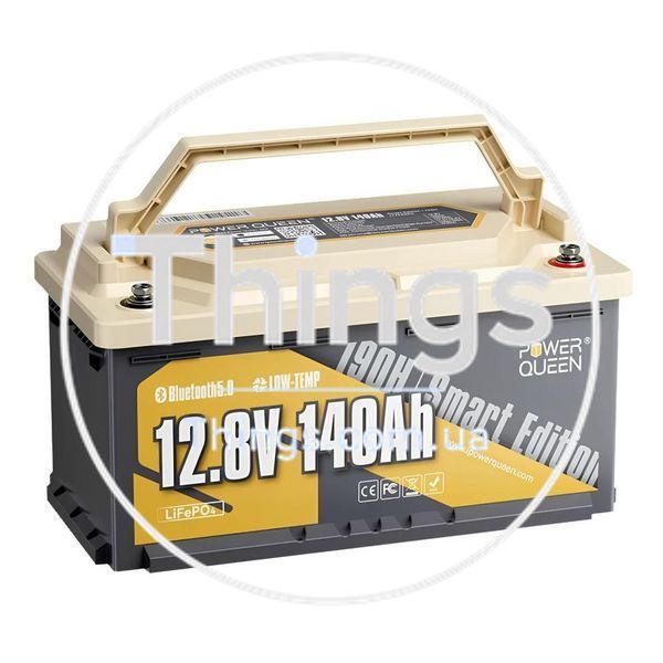 Акумуляторна батарея літій-залізо-фосфатна з Bluetooth 12.8В 140А*год LiFePO4 Power Queen H190 P12V140-150-RV190-BT-4-AC150 K3-44-00523 фото