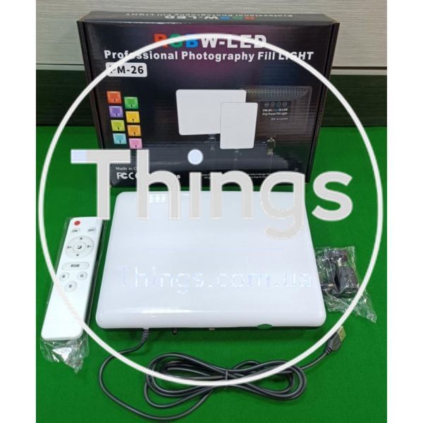 Лампа видеосвет LED RGB PM26 23x16 cm 96 Lights 2700K-6000K Remote USB + Adapter inside К2-000073791 фото