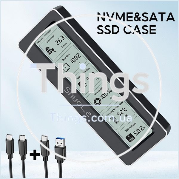 SSD карман Enclosure ShuoLe, TNP18, черный, USB3.2 Gen2 10Gbps, M.2 NVMe/SATA (2230/2242/2260/2280), M/B+M, HD-дисплей, тестер SSD K1-000856 фото