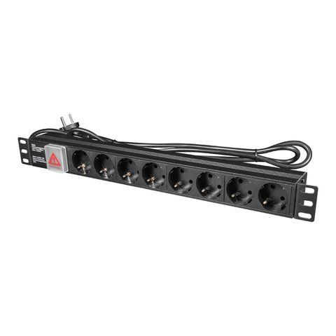 Блок розеток E-NET PDU/8M-16А Black на 8 розеток Schuko, з вимикачем K3-25-00065 фото
