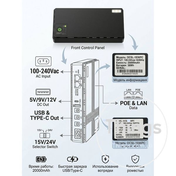 UPS для роутера, модема DC UPS 20000mAh Источник бесперебойного питания K2-000083644 фото