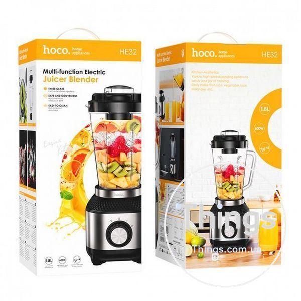Блендер Hoco HE32 Juicer (600 Вт, стационарний блендер, 1,8 литра чаша, 2 скорости) - Черный &mdash; Black К2-000080544 фото