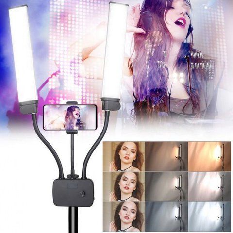 Лампа LED видео комплект HD-D2 45W 112 pcs white 112 pcs yellow 3200K-5600K + 2 holder (комплект акб 4400 mah 2 pcs) K2-000081307 фото