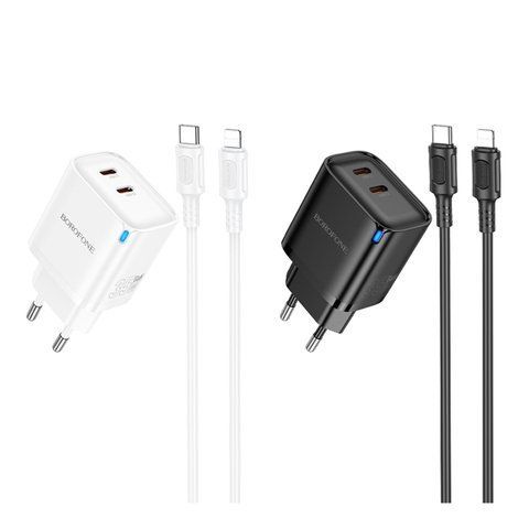 Мережевий Зарядний Пристрій Borofone BA85A 2USB-C PD/QC 35W+Type-C to Lightning Од1-00045578 фото