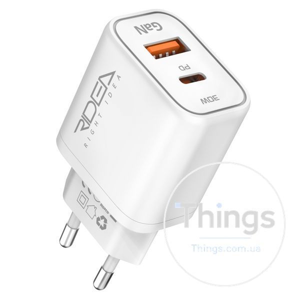 Мережевий Зарядний Пристрій Ridea RW-GaN30BPAC 30W Boost Pro AC PD&QC Од1-00049032 фото