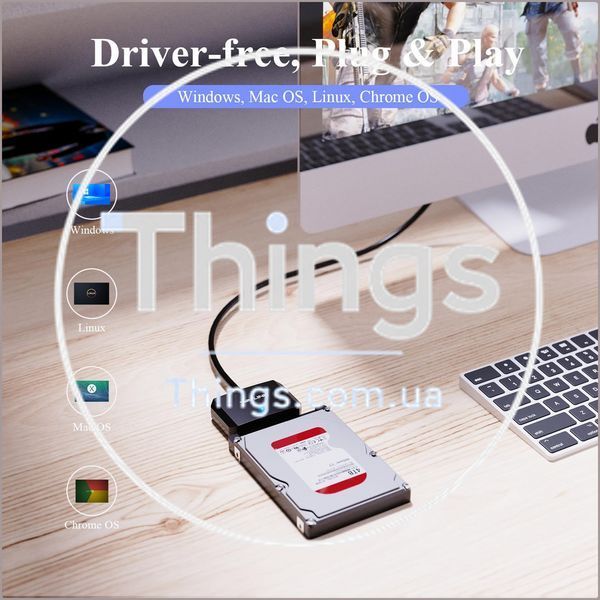Адаптер Wavlink WL-ST345AP USB 3.0 &rarr; SATA с блоком питания 12В 2А &ndash; для SSD/HDD 2.5"/3.5", черный, LED индикатор K1-000788 фото