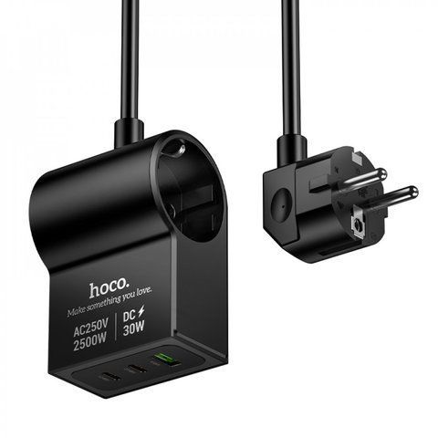 Мережевий фільтр 2500W 1U | 1P | 2C 30W | 1.5m &mdash; Hoco AC33 K2-000082692 фото