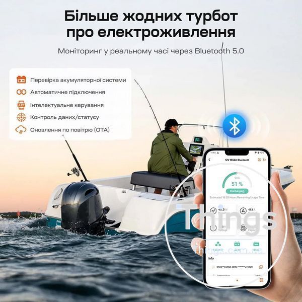 Акумуляторна батарея літій-залізо-фосфатна з Bluetooth та підігрівом стартерна / тягова 12.8В 165А*год LiFePO4 LiTime Dual Purpose L12V165-150-DP-BT-CCA1K2-4-A100 K3-44-00532 фото