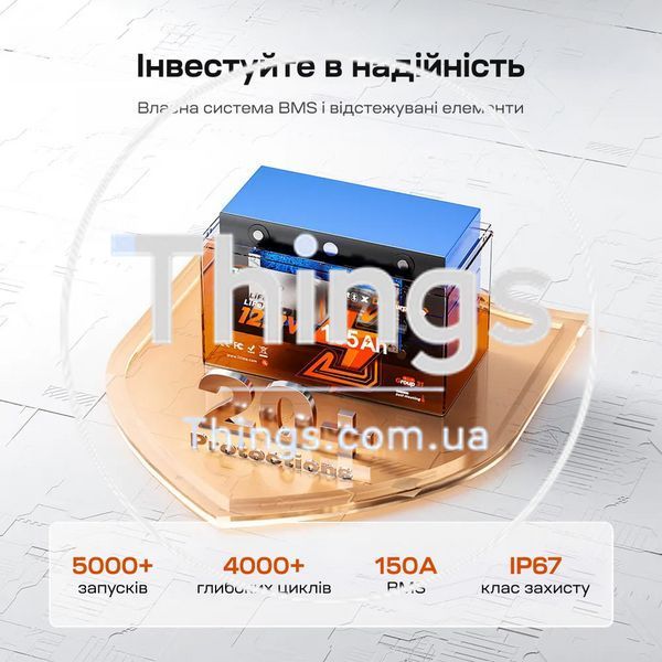 Акумуляторна батарея літій-залізо-фосфатна з Bluetooth та підігрівом стартерна / тягова 12.8В 165А*год LiFePO4 LiTime Dual Purpose L12V165-150-DP-BT-CCA1K2-4-A100 K3-44-00532 фото