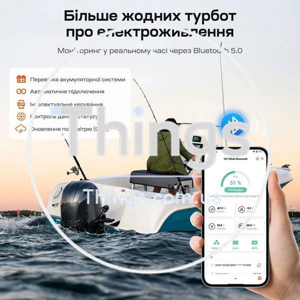 Акумуляторна батарея літій-залізо-фосфатна з Bluetooth та підігрівом стартерна / тягова 12.8В 165А*год LiFePO4 LiTime Dual Purpose L12V165-150-DP-BT-CCA1K2-4-A100 K3-44-00532 фото