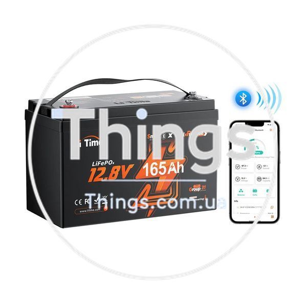 Акумуляторна батарея літій-залізо-фосфатна з Bluetooth та підігрівом стартерна / тягова 12.8В 165А*год LiFePO4 LiTime Dual Purpose L12V165-150-DP-BT-CCA1K2-4-A100 K3-44-00532 фото