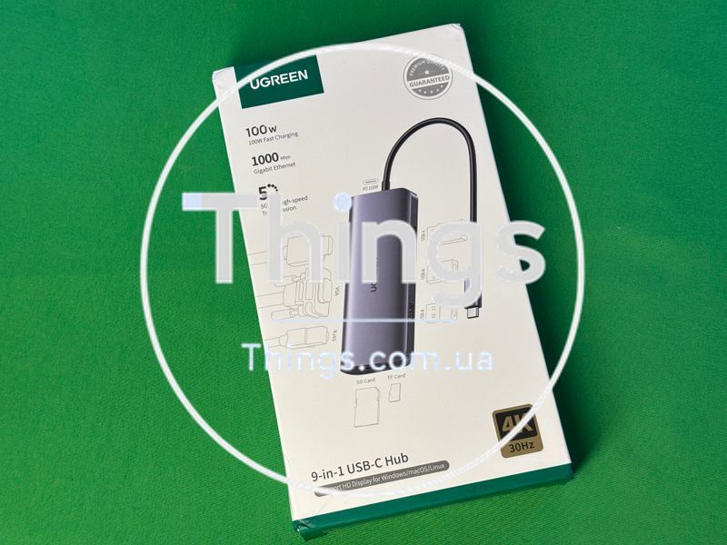 Док-станция Хаб Ugreen CM179 USB 3.0 Type-C HDMI VGA TRS RJ-45 SD TF PD Gray 4K K1-000128 фото