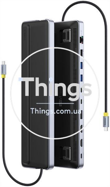 Док-станция Baseus EliteJoy EH3 12-в-1 с подставкой - USB-C, HDMI, DisplayPort, тройной 4K, PD 100 Вт, Ethernet, TF/SD K1-000777 фото