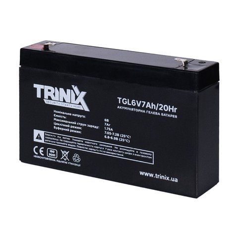 Акумуляторна батарея гелева 6В 7Аг Trinix TGL6V7Ah/20Hr GEL K3-44-00072 фото