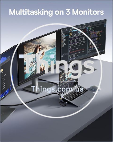 Док-станция Baseus EliteJoy EH3 12-в-1 с подставкой - USB-C, HDMI, DisplayPort, тройной 4K, PD 100 Вт, Ethernet, TF/SD K1-000777 фото