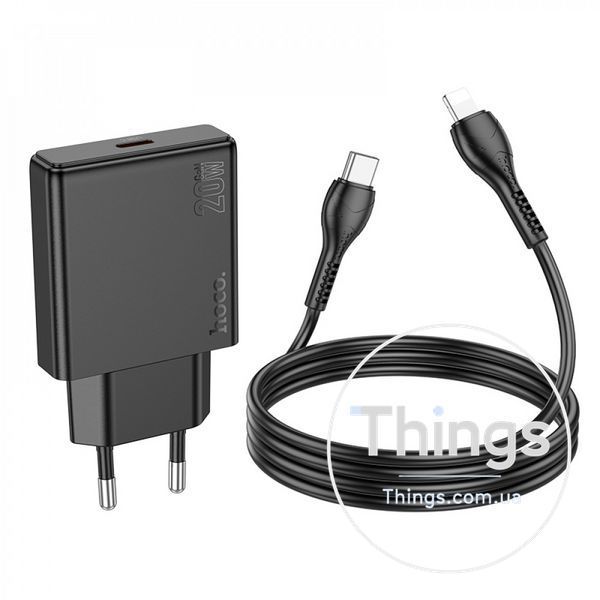 Home Charger 20W PD3.0 C to Lightning Cable (1m) Hoco N37 &mdash; Black K2-000078173 фото