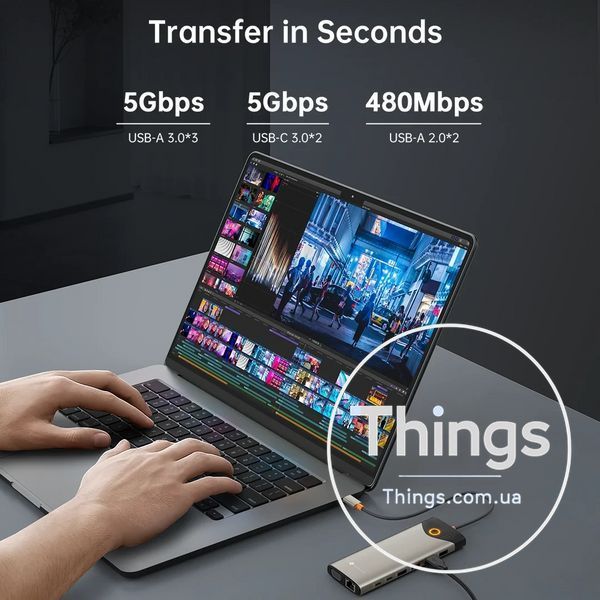 Док-станція Хаб USB-C NOVOO TM15 для ноутбука 15-в-1 з 3 моніторами 2 портами HDMI VGA USB C/A 100 Вт RJ45 SD/TF аудіо K1-000581 фото
